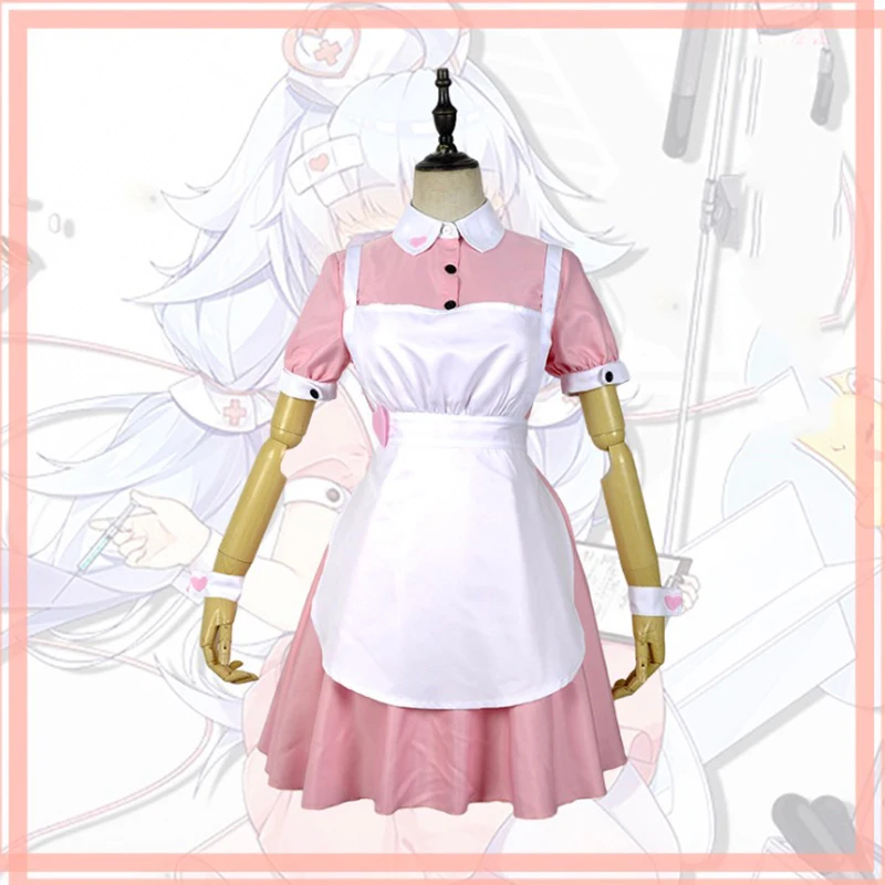 

Game Azur Lane Cosplay Costume destroyer USS Nicholas Cosplay Costume Pink White maid outfit apron dress Cosplay Costume Anime