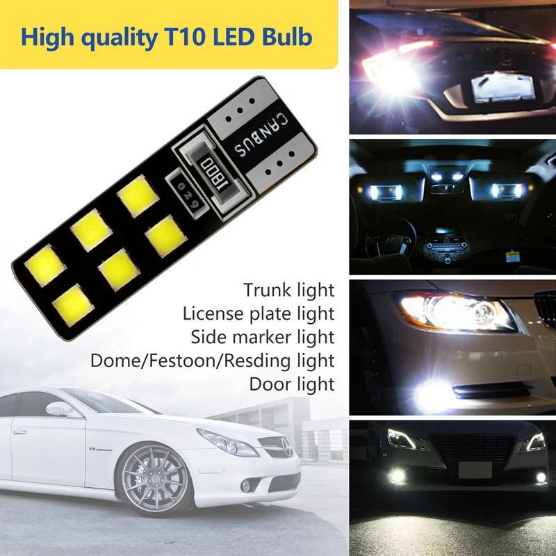 Автомобильные лампы 2x T10 Led w5w, 5000K, 3030, 12 SMD, CANBUS-Ready, 168 194, освещение салона, аксессуары для автомобиля A3 On.