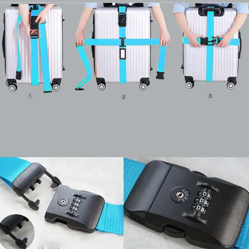 Багажный ремень поперечный упаковка регулируемый Дорожный чемодан нейлон 3