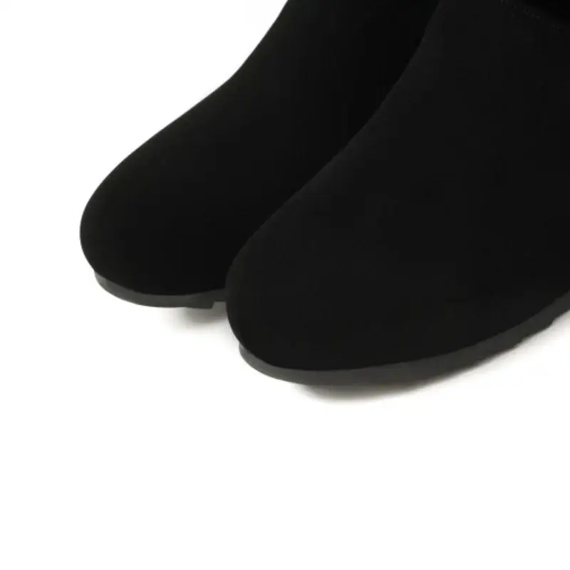 RIZABINA/модные женские сапоги на плоской подошве Теплая обувь в полоску Женские