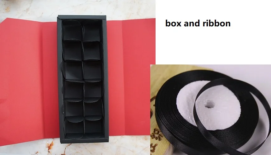 box and ribbon 24*9*3,5 см, 10 комплектов, глубокий сапфир, синий, красный, бумажная коробка для шоколада, Валентина, Рождество, день рождения, подарки, упаковка, коробки для хранения - Цвет: box and ribbon