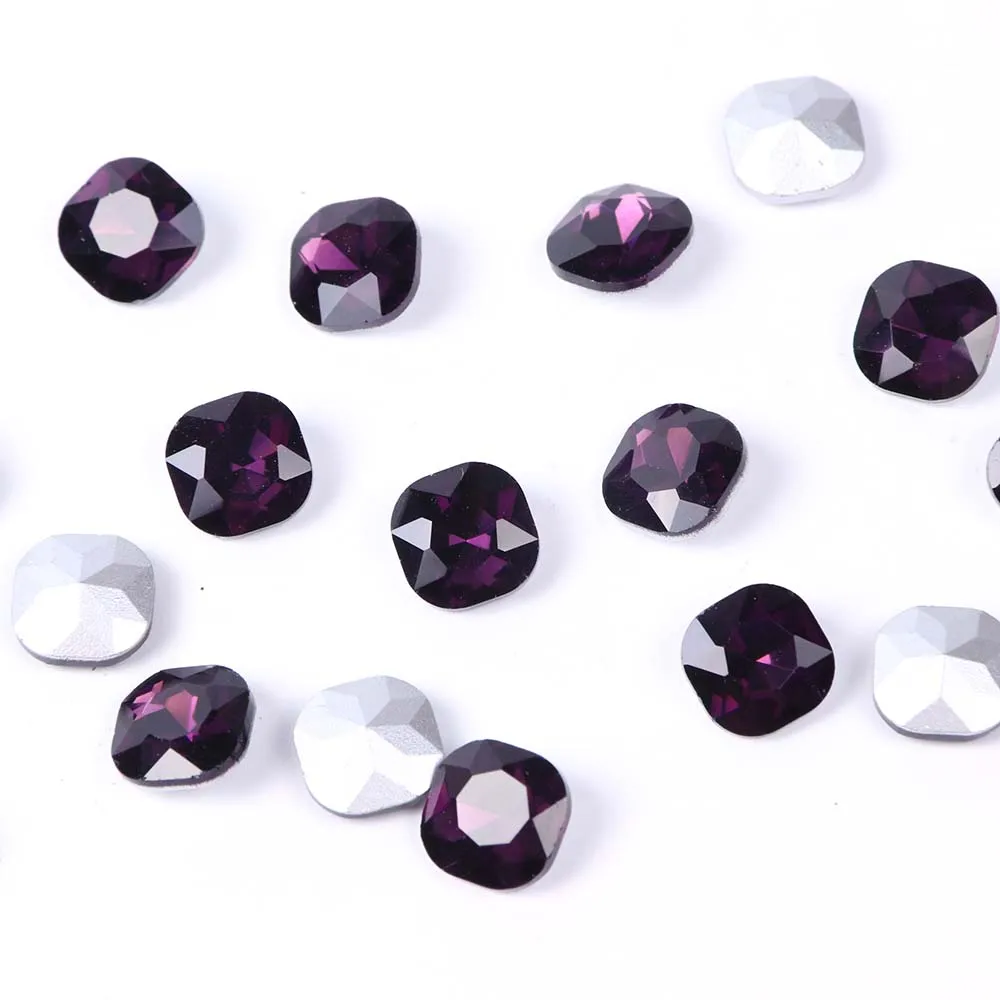 Violet 10 шт. кристаллы для ногтей Стразы AB драгоценные камни амулеты квадратный алмазный камень украшение Блеск маникюрные аксессуары инструменты BE823 - Цвет: Violet