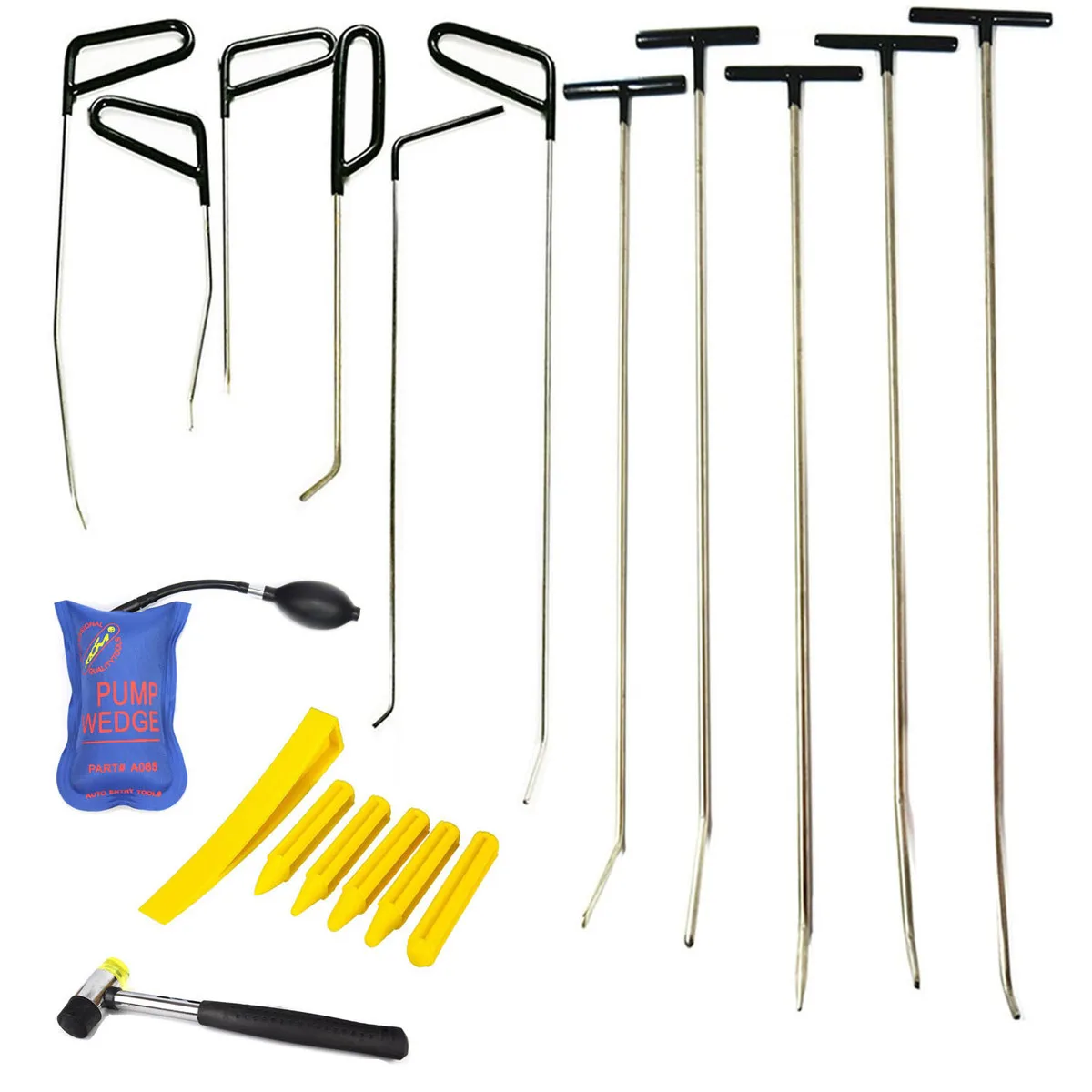 

Hook Tools Push Rod Black Car Crowbar Pump Wedge Paintless Dent Repair Tools Kits 19pcs/set