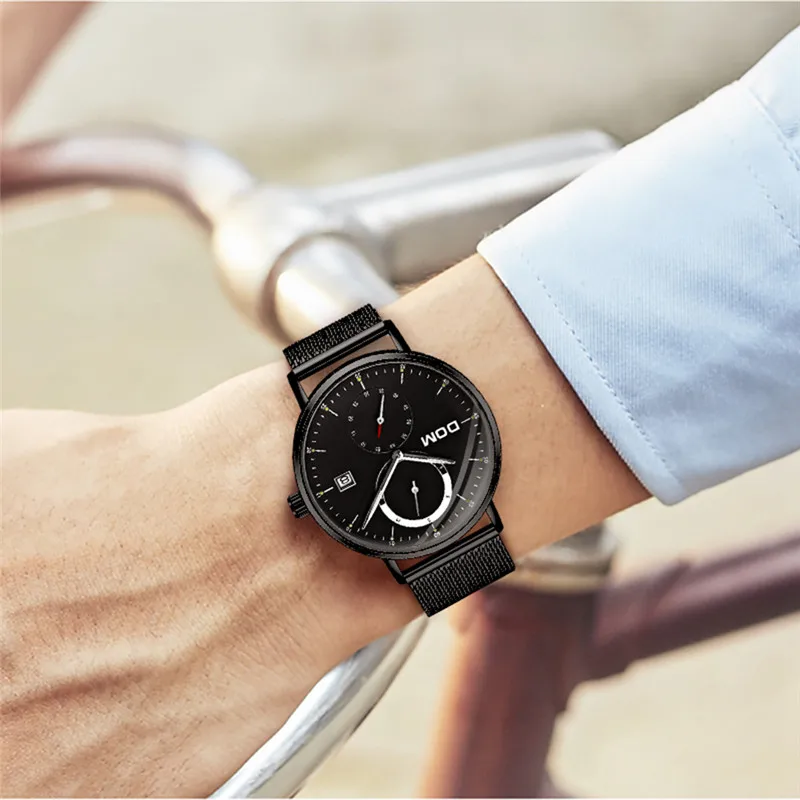 Мужские часы DOM модные деловые кварцевые спортивные полностью стальные