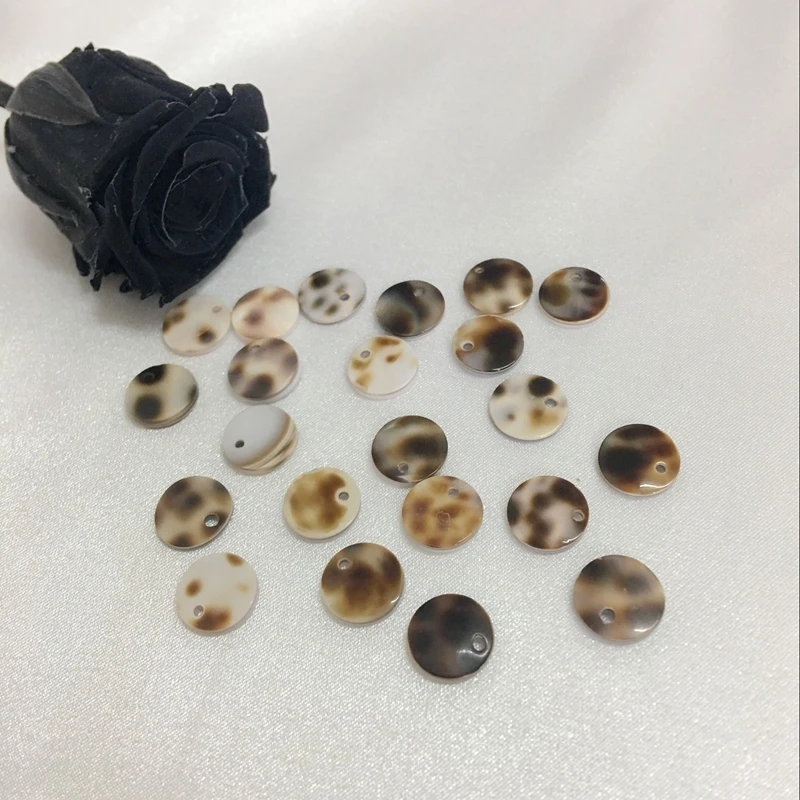 10 мм 40 шт натуральный Тигр Cowrie Shell бусины плоские круглые формы камень ювелирные