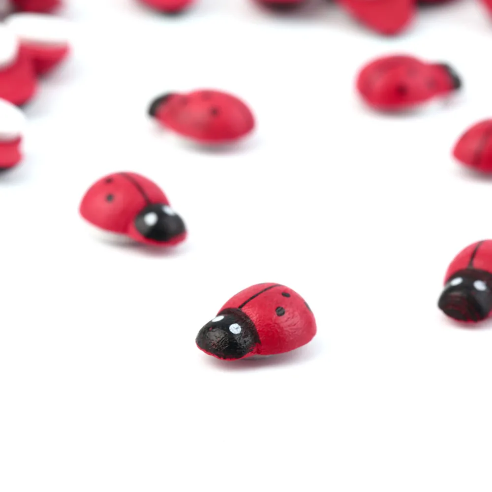 200Pcs Painted Ladybug Self Adhesive Wood Craft Fridge Paste Cabochon Scrapbooking Decoration 8x11mm Worldwide Store | Дом и сад