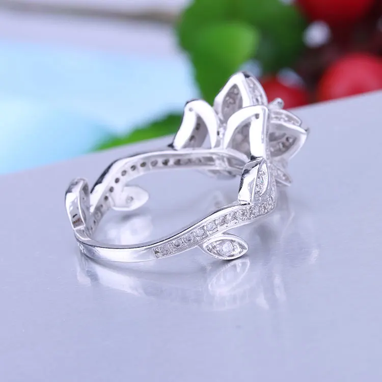Best selling real sterling silver micro pave stones flower ring designs women rings | Украшения и аксессуары