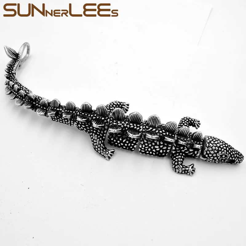 SUNNERLEES 316L браслет из нержавеющей стали хип-хоп Рок Панк ящерица звено цепи для мужчин женщин модные ювелирные изделия подарок SSB16