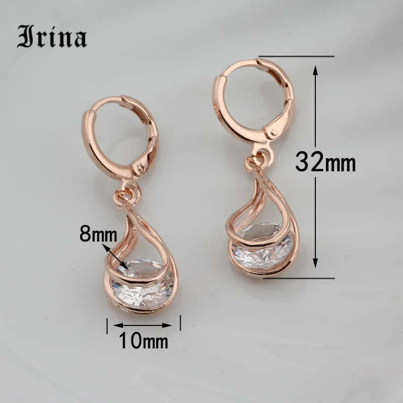 White Irina, хит, женские серьги-капли из гипоаллергенного сплава, с 585, розовое золото, Роскошные, для помолвки, висячие, циркониевые серьги для женщин, ювелирные изделия - Окраска металла: White