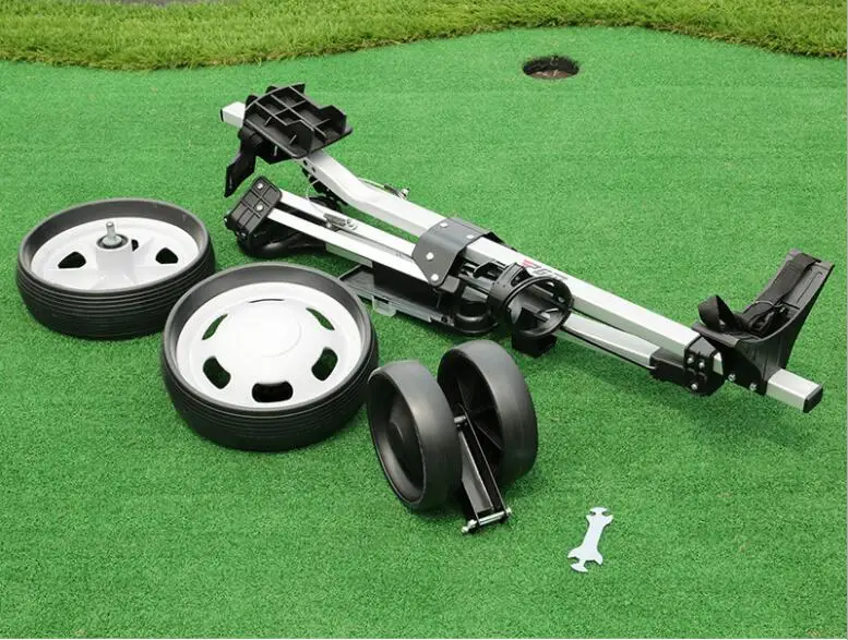 Трехколесная тележка для гольфа из алюминиевого сплава складная с карточкой