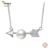 hongye 925 sterling silver cupid arrow real freshwater pearl necklaces pendants valentines day gift sterling silver jewelry