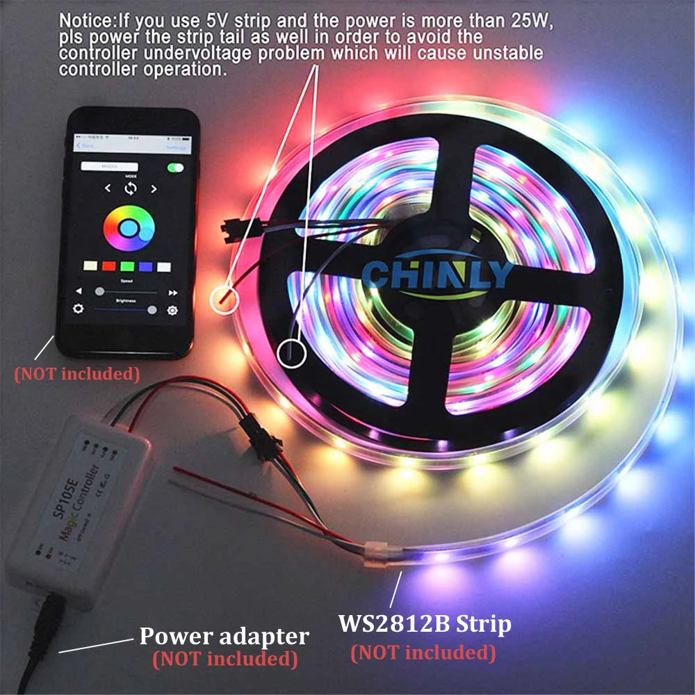 Bluetooth Приложение iOS Android светодиодный контроллер пикселей DC5-24V для WS2811 WS2812B APA102 SK6812 индивидуально адресуемых полосы света