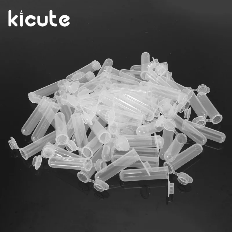 Kicute 100 шт Горячая микро центрифуга пробирка прозрачный пластиковый контейнер для флаконов с крышкой-защелкой для лабораторных образцов 7 мл