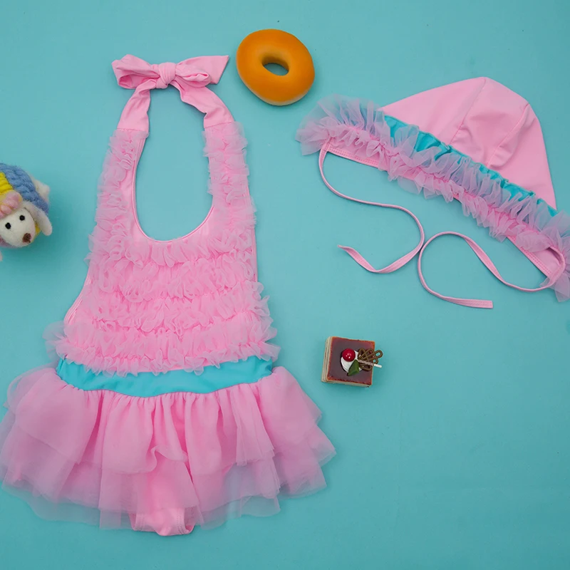 New 2018 Girls baby Swimwear Children's Swimsuit One-Piece Bathing Suits Swim cap For Girl Swimming Grils Sweet Skirt 0-9 years | Спорт и