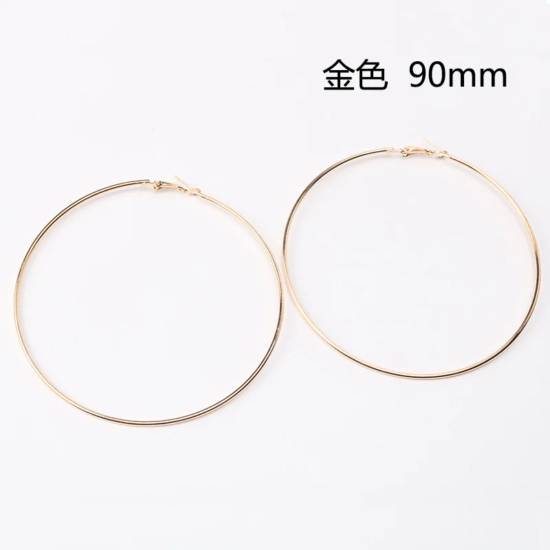 90mm gold Большие размеры 90 мм 100 мм Серьги-кольца для женщин классические круглые серебряные золотые круглые женские ювелирные аксессуары панк Brincos Pendientes - Окраска металла: 90mm gold