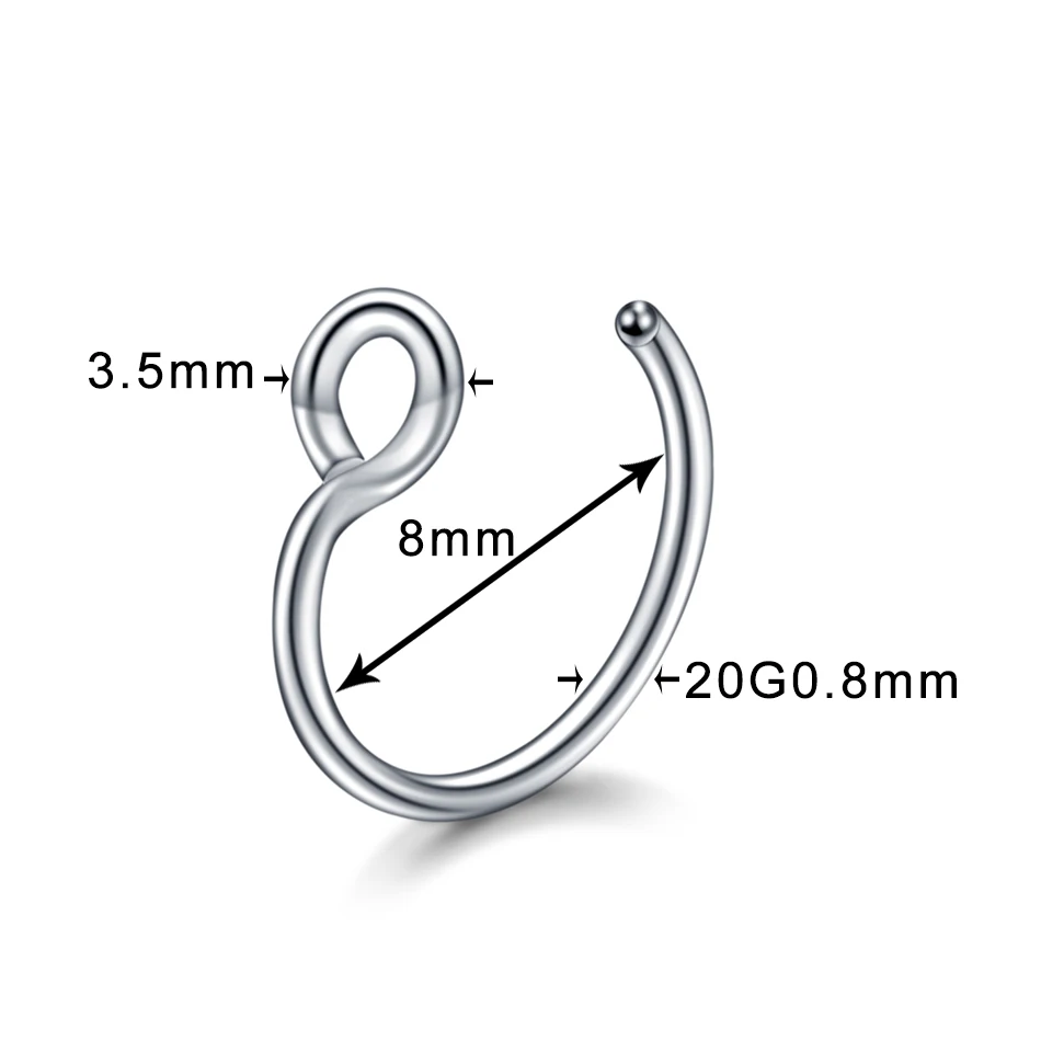 1PC Steel Faux Septum Rings Hoop Piercings Fake Nose Clip on Cartilage Earring Jewelry |