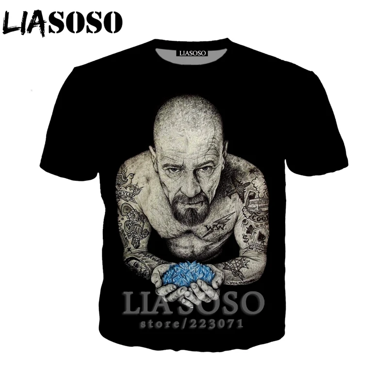 LIASOSO Летний Новый мужской женский модный свитшот 3D принт сериал Breaking Bad футболка с
