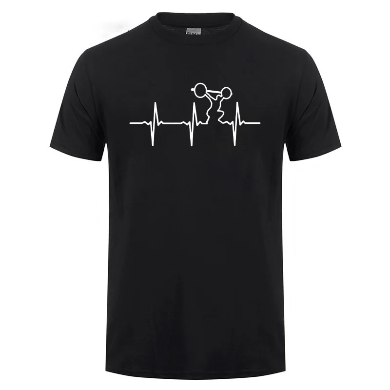 Футболка с надписью Heratbeat Of weighlifter, забавный подарок на день рождения для мужчин, папы, папы, сына, гимера, фитнеса, бодибилдинга, кроссфита, футболка, Топ