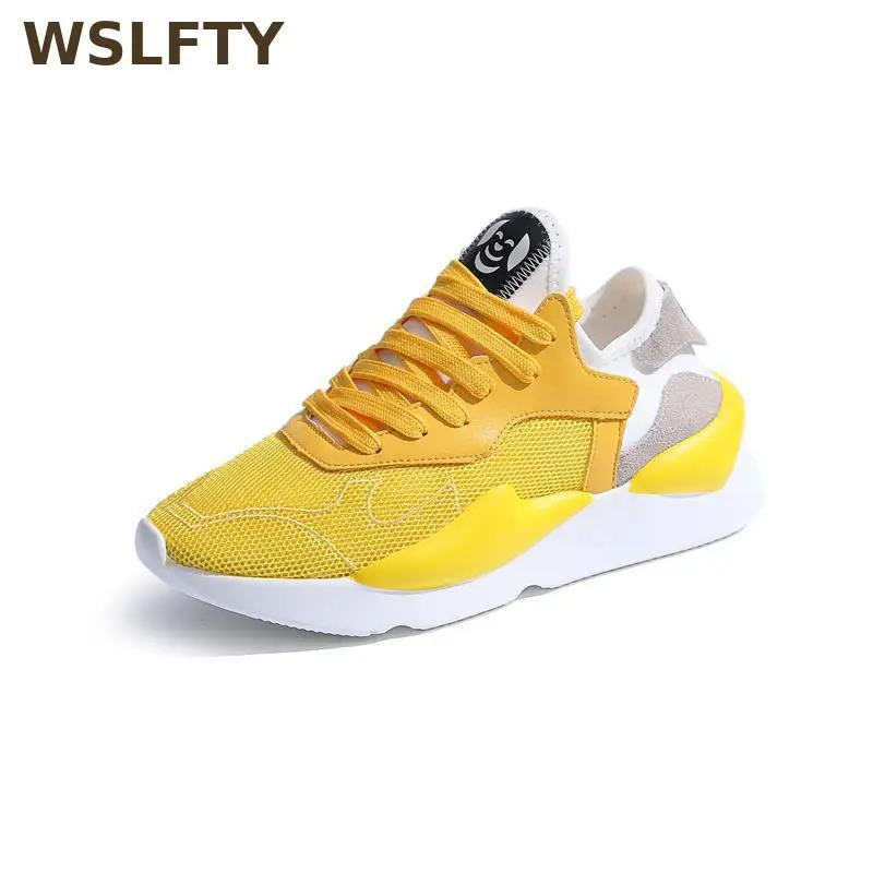 New Designer Women Sneakers Yellow White Breathable Mesh Fashion Casual Shoes Woman Platform Trainers Runway Basket Femme
