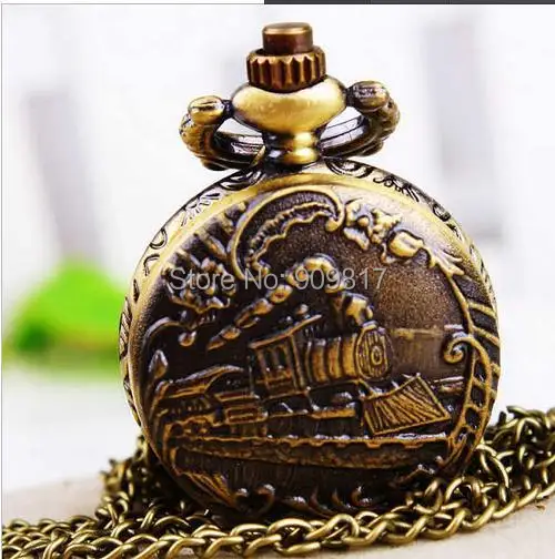 

Винтажные бронзовые часы qrail engine uartz, антикварные карманные часы, ожерелье, подвеска, цепочка, часы 10 шт./лот