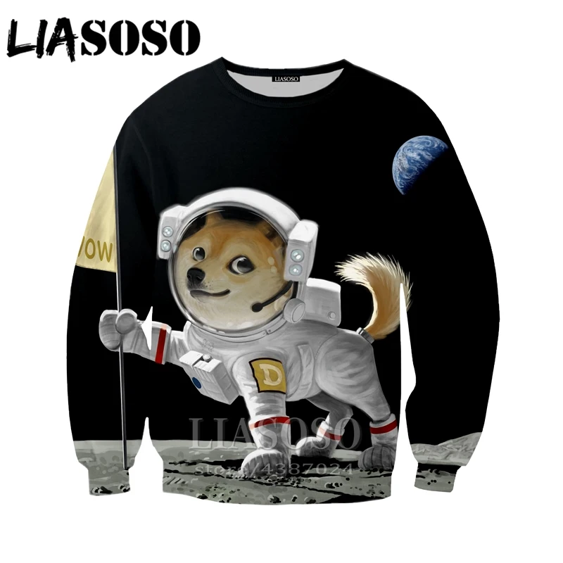 LIASOSO для мужчин женщин 3d принт Homme doge футболка пространство собака хип хоп аниме