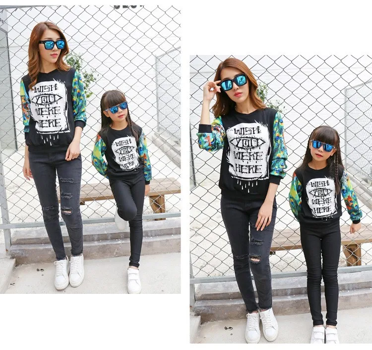 Семейные комплекты, одежда для мамы, папы, дочки и сына, толстовки с капюшоном, спортивный костюм в стиле Харадзюку для всей семьи