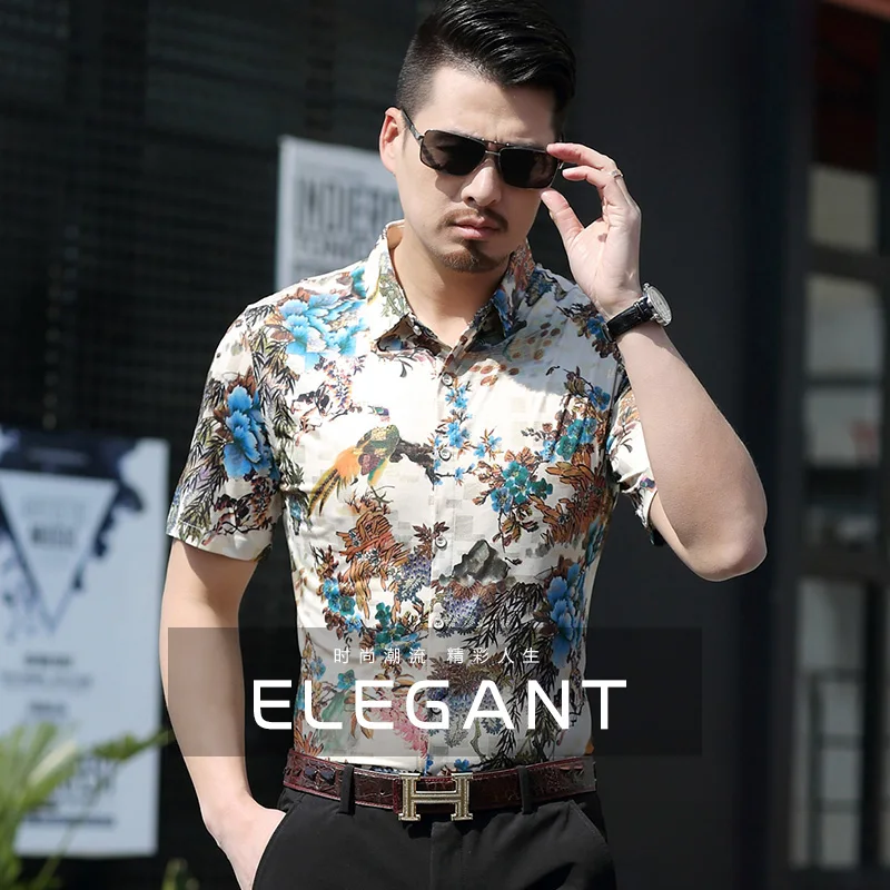 Batmo 2017 new arrival summer cotton printed casual Short slevees shirt men fashion men's plus-size M to 7XL 6923 | Мужская одежда