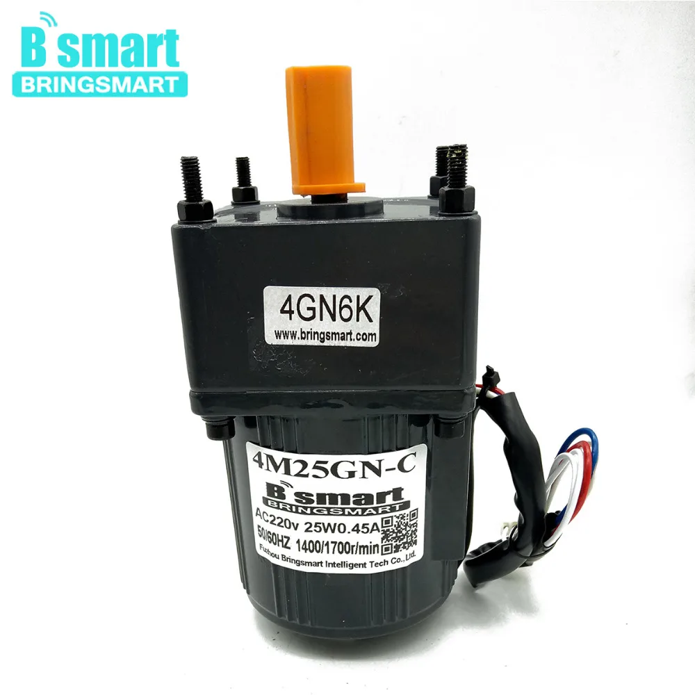 Bringsmart 4M25GN-C небольшой Электрический мотор 220V AC мотор-редуктор Реверсивный 10-500 об/мин мини редуктор мотора однофазного переменного тока машина