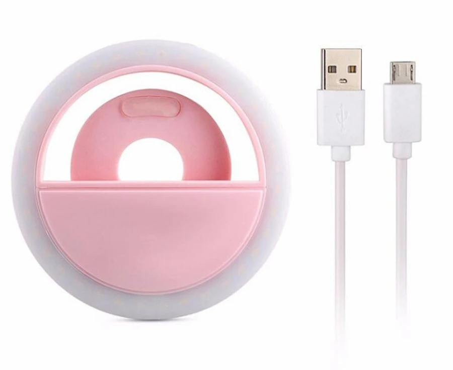 Розовый 36 светодиодный s USB Перезаряжаемый селфи портативный светодиодный вспышка для селфи кольцо заполняющий свет лампы Зажим для камеры для iPhone 7 8 samsung huawei Xiaomi - Цвет: Розовый