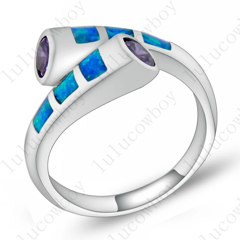 Женское кольцо из голубого опала с фианитом|engagement rings for women|engagement ringblue opal ring |