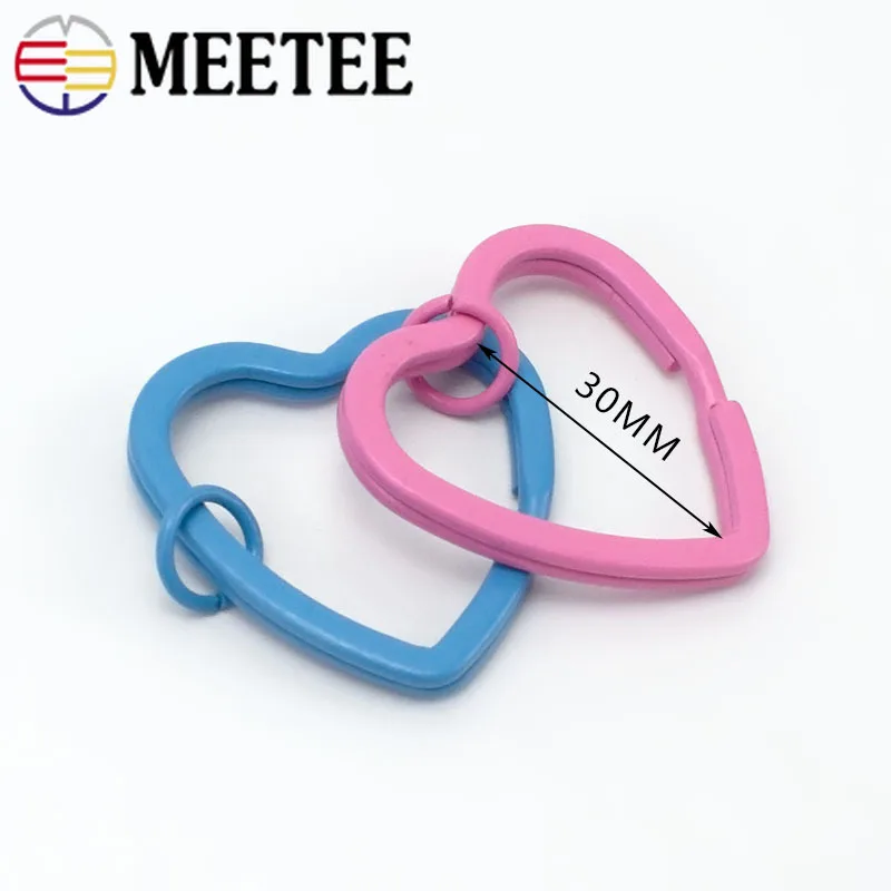 Meetee, 20 шт., 30 мм, сердце, уплотнительное кольцо, пряжка, брелок для ключей, окрашенный, красочный, сделай сам, ручной работы, брелок, крючок, сумки, украшения, аксессуары, BF204