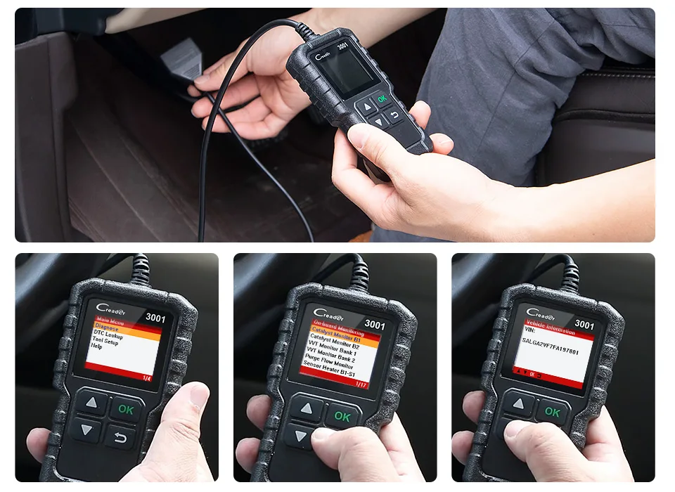 Запуск полный OBD2 Code Reader Сканер Creader 3001 OBDII/EOBD автомобиля диагностический инструмент в русский CR3001 pk AL319 AL519 OM123