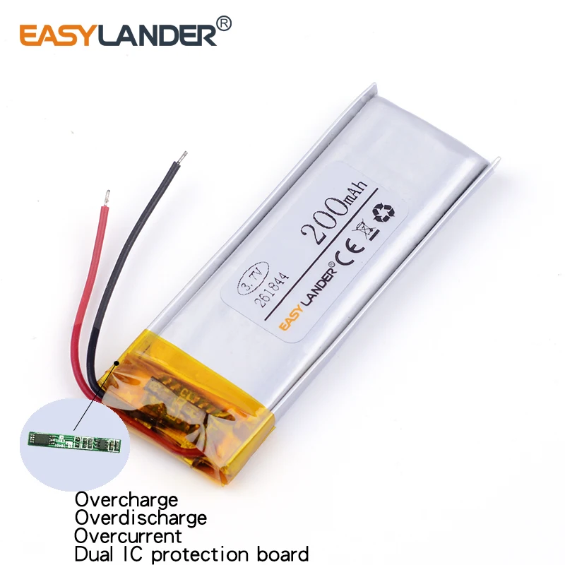 261844 200mAh 3 7 v литиевая полимерная аккумуляторная батарея для MP3 Bluetooth DIY подарок
