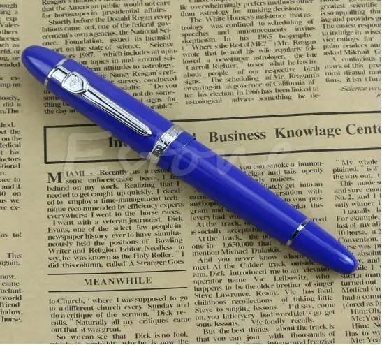Blue Горячая Роскошная сталь Jinhao 159 синяя и Серебряная отделка Средний Перьевая ручка цветные ручки - Цвет: Blue