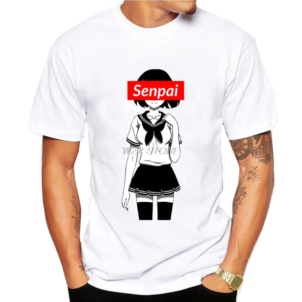 Мужские футболки с японским аниме Senpai Girl Nerdy футболка для мальчиков манга Waifu Kawaii