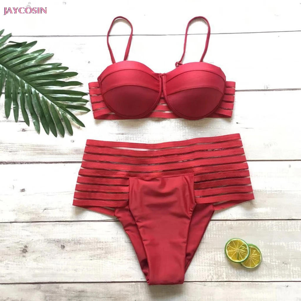 JAYCOSIN 2019 женский купальник S XL с высокой талией пуш ап одежда для купания пляжная