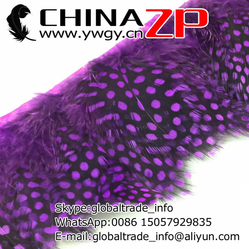 

CHINAZP Factory Wholesale 10yards/lot Top Quality Dyed Purple Guinea Polka Dot Hen Plumage Feather Trim