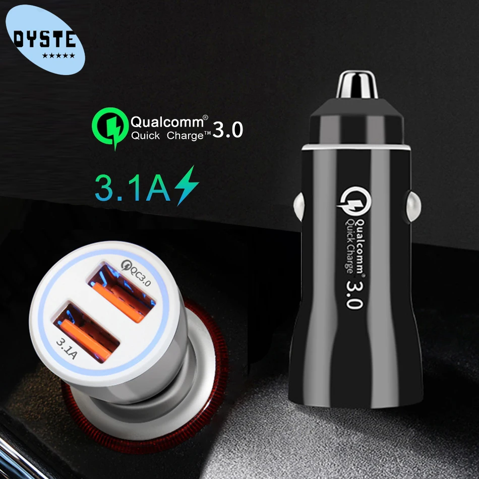 Автомобильное зарядное устройство QC3.0 с двумя usb портами для iPhone Samsung