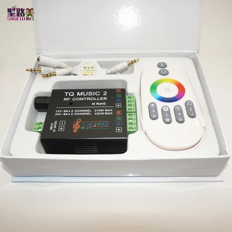 DC12 24V 18A Радиочастотный пульт RGB Светодиодная лента Музыка 2 управления Лер