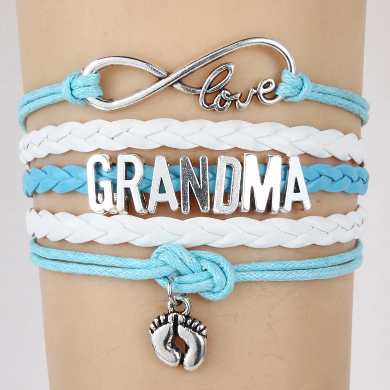 (10 шт./лот) Бесконечная любовь мамы и бабушки браслеты сердце Шарм ручной работы