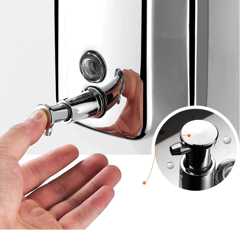 Liquid Soap Dispensers 1000ML Wall Mounted Stainless Steel Dispenser Washroom Kitchen Bathroom Shower A08-602 | Обустройство дома
