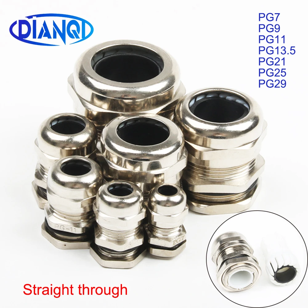 

Brass Metal cable glands IP68 PG7 PG9 PG11 PG13.5 PG21 PG25 PG29 Waterproof Connector Cable Gland Straight through