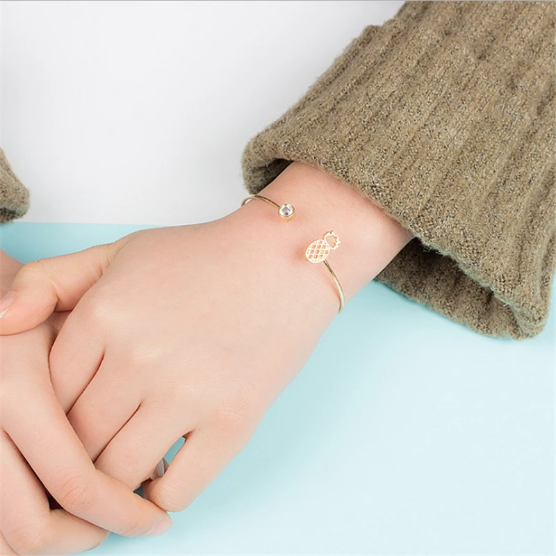 Браслеты амулеты в стиле панк золотистый серебристый простой браслет с фруктами