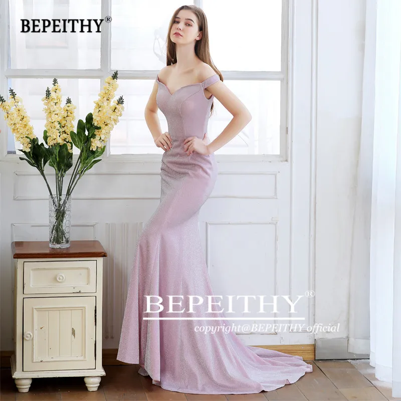 BEPEITHY Русалка с открытыми плечами Длинные Выпускные платья Vestido De Festa винтажное