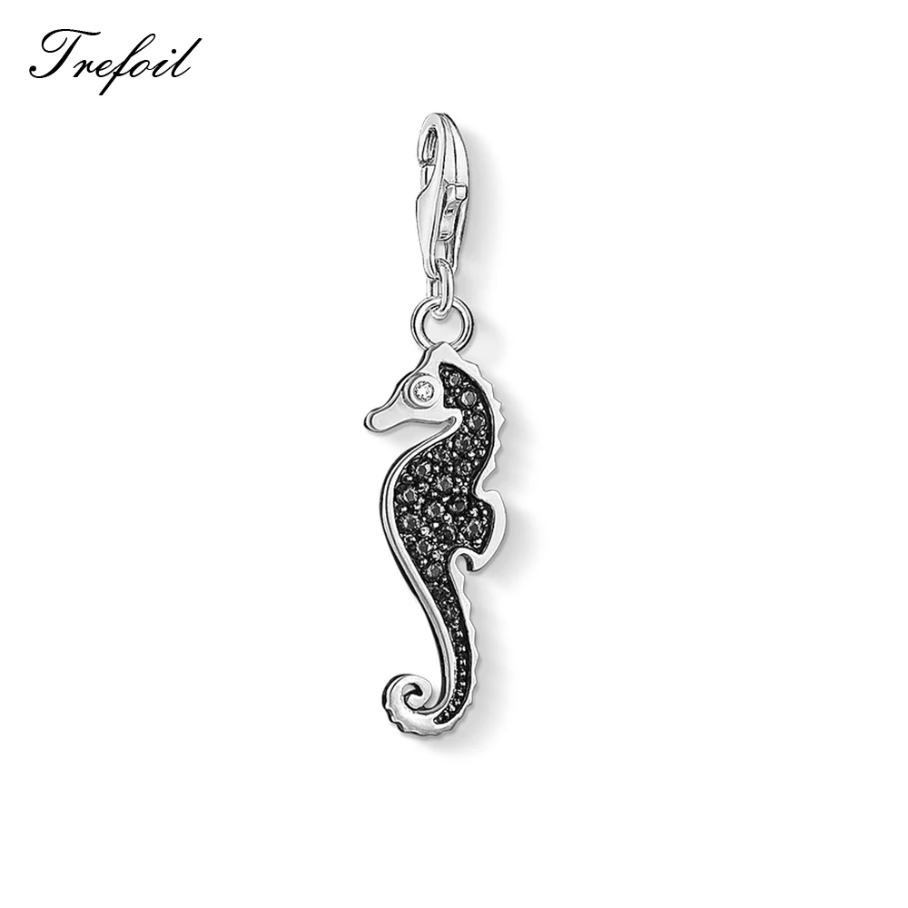 Seahorse Подвеска с подвеской в виде морской звезды, краба, морского конька, ювелирный 925 пробы, Серебряный трендовый подарок, Морской браслет для женщин и мужчин - Окраска металла: Seahorse