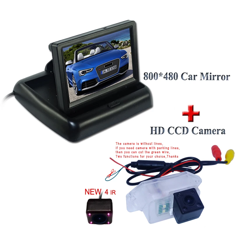 

170 wide angle car reserve parking camera bring ccd image sensor +4.3" foldable car rear monitor adapt for Mitsubishi Lancer