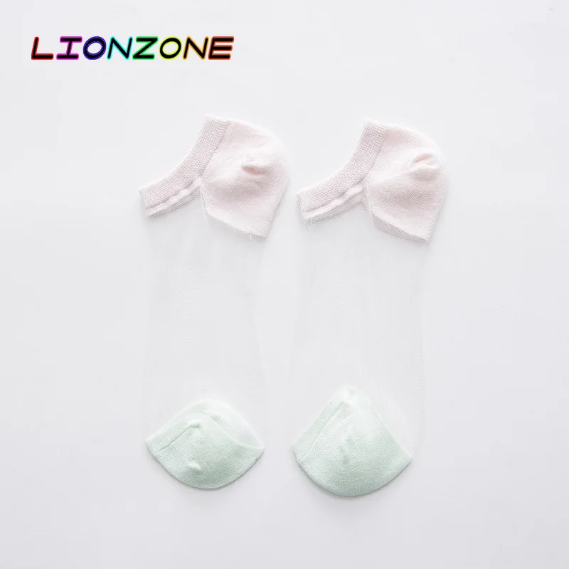 Pink 5Pairs LIONZONE, 5 пар/лот, кружевные носки в стиле Харадзюку, весенне-летние женские носки, невидимые тонкие шелковые носки до щиколотки - Цвет: Pink 5Pairs