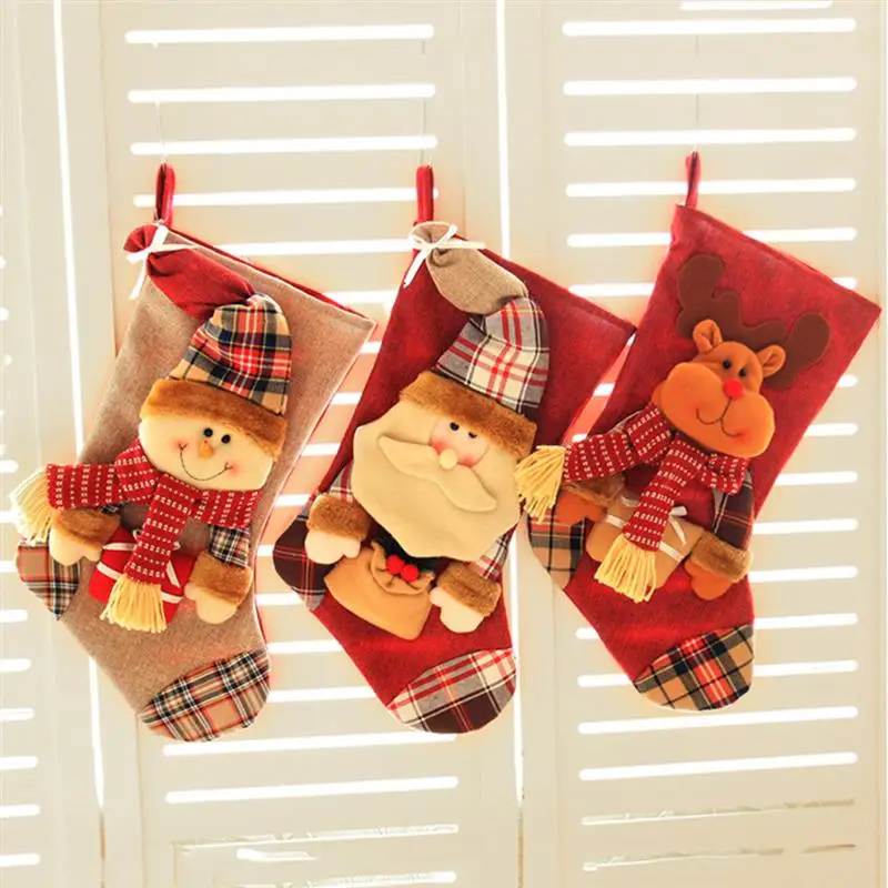 Рождественские чулки FunPa подвесной мешок для конфет Подарочный носков Санта