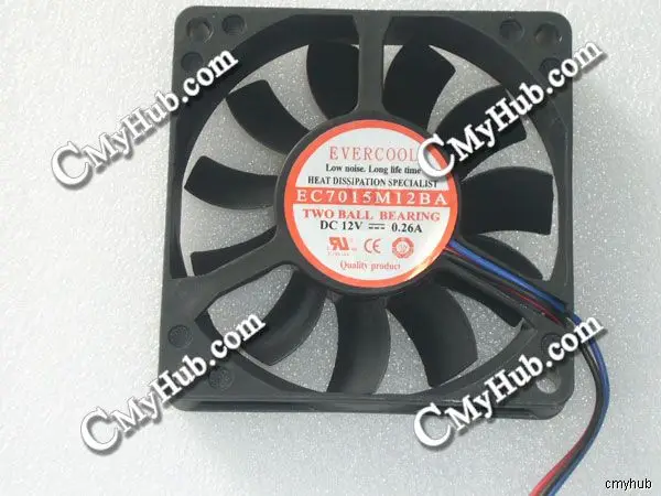 Натуральная Для Evercool EC7015M12BA DC12V 0.26A 3pin 3 провода 7015 70x70x15 мм вентилятор охлаждения |