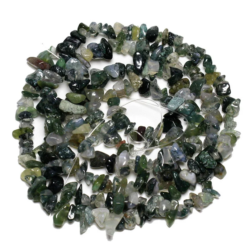 Moss agate Длина 34,5 дюйма натуральный гравий неправильной формы каменные бусины для изготовления ювелирных изделий Кристалл Агаты турмалины DIY браслет ожерелье 5-8 мм - Цвет: Moss agate